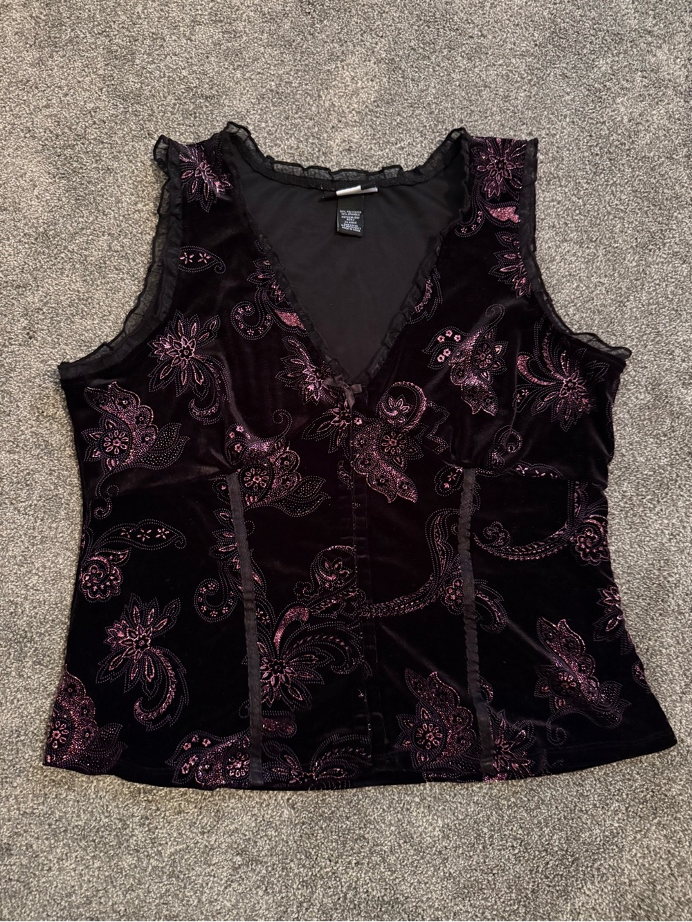 Vintage Studio 1940 Whimsigoth Velvet Corset Top Hook & Eye - Size XL
